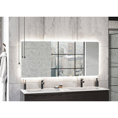 H&R Badmeubelen Spectre 2.0 Spiegel - 160x70cm - afgeronde hoeken - indirecte dotless LED verlichting - touch sensor - traploos dimbaar - kleurtemperatuur in te stellen - spiegelverwarming SW1171073