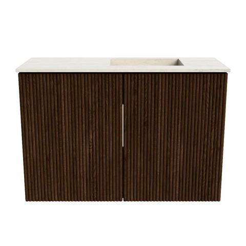 Mondiaz JOYA-DLUX 60cm meuble de salle de bains - couleur Walnut - Vasque FAYE position Droite Sans trou de robinet couleur Meli. SW1424391