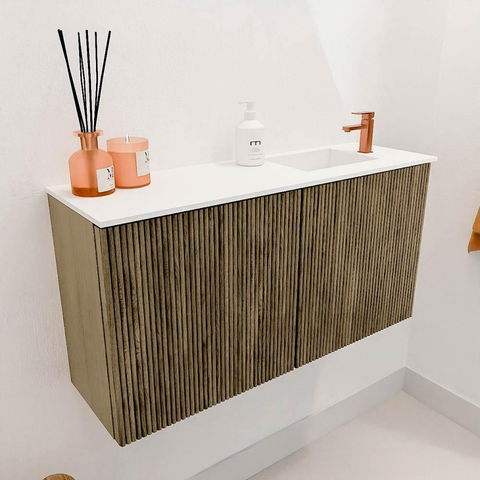 Mondiaz JOYA 80cm toiletmeubel - kleur Dusk - Wastafel FAYE positie Rechts 1 kraangat kleur Talc. SW1421610