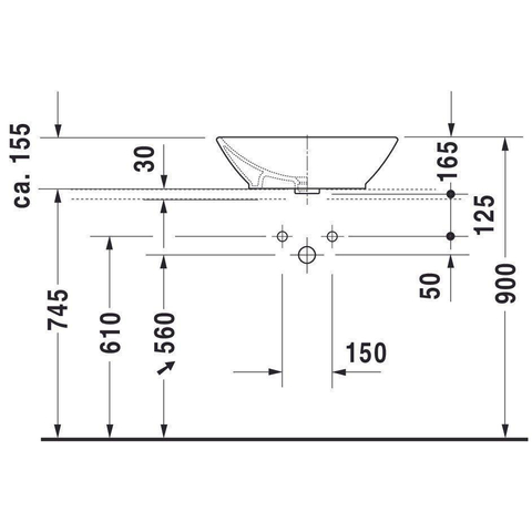 Duravit Bacino Opzet wastafel - 55x42 cm - met overloop - glans wit 0291327