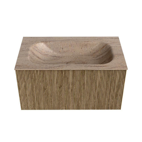 MONDIAZ KURVE-DLUX 80cm badmeubel kleur Dusk met 1 lade en 0 deuren. Wastafel BIG SMALL Midden 1 kraangat Saba. SW1433335
