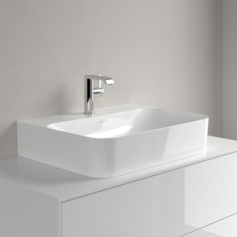 Villeroy & Boch Finion lavabo - dessous meulé 1 trou de robinet 60x47cm - ceramic+ avec trop-plein dissimulé blanc SW106476