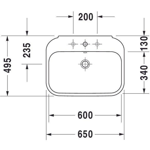 Duravit Happy D.2 Wastafel - met overloop - met 1 kraangat - 65x50cm - wit SW54260