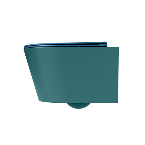 Mondiaz LAVIE WC suspendu – sans bride – 36 x 53 cm – avec abattant softclose – Smag (vert), abattant Jeans (bleu) SW1208642