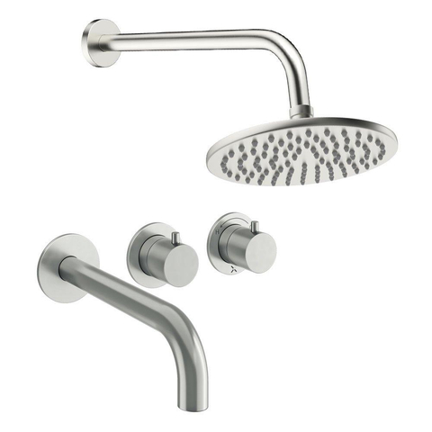 Crosswater MPRO Module inbouw regendoucheset – Ø20 cm hoofddouche – 2 hendels – baduitloop – RVS geborsteld SW1472399