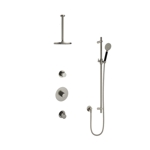 Hotbath Cobber IBS20 Regendoucheset - inbouw - 30cm plafondarm - 20cm ronde hoofddouche - 3 standen handdouche - glijstang - geborsteld nikkel (RVS) SW440666