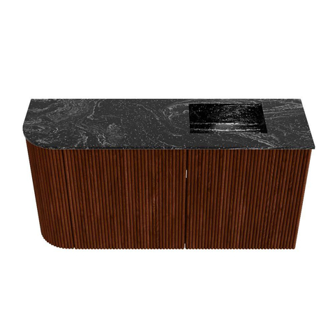 Mondiaz JOYA-DLUX Meuble de toilette 81.6cm - arrondi gauche couleur Ruby - Vasque FAYE position Droite 1 trou de robinet couleur Lava. SW1423642