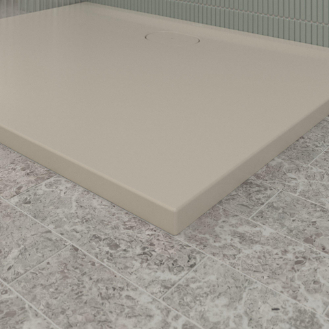 Villeroy & Boch Ecora douchebak - 120x90x3.5cm - afvoer lange zijde - almond (beige) SW1558903