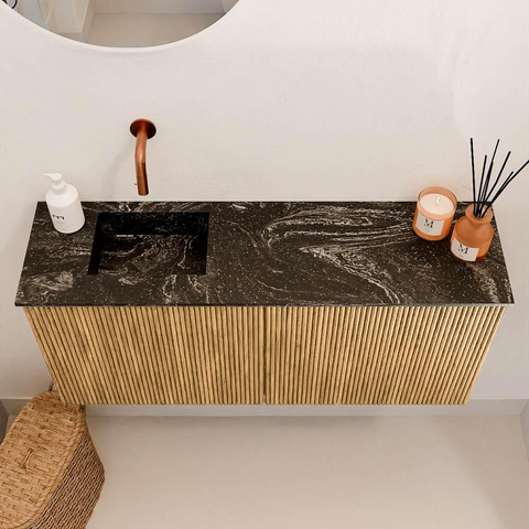 Mondiaz JOYA-DLUX 90cm meuble de toilette - couleur Chêne - Vasque FAYE position Gauche Sans trou de robinet couleur Lava SW1422071
