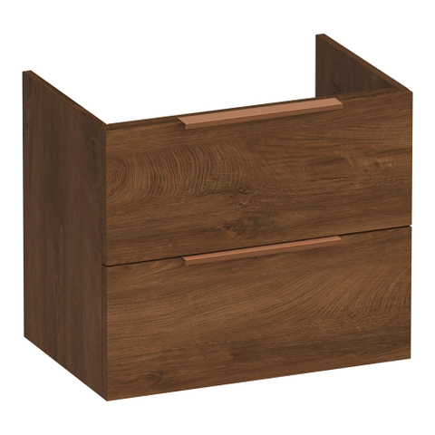 BRAUER Elevate meuble de salle de bains sous-lavabo peu profond 60 sans poignées rapportées 2 tiroirs à fermeture douce et 1 découpe pour siphon - Forest Cacao SW1200219