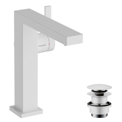 Hansgrohe Tecturis E 1 greeps wastafelkraan - 150 Fine - coolstart - met PushOpen - waste set - mat wit SW918736