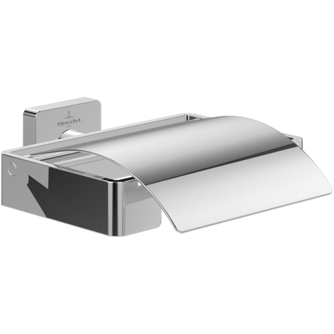 Villeroy & Boch Elements - Striking Toiletrolhouder - met deksel - 131x115x45mm - hoogglans chroom SW974043
