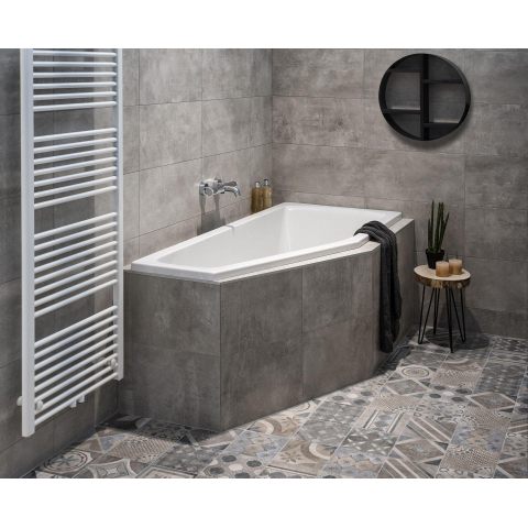 Xenz Lagoon Baignoire d'angle - 160x75x48 - bonde centrale - gauche - compact - acrylique - blanc SW102948