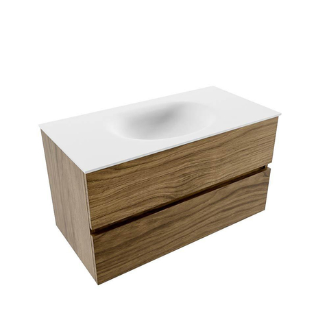 Mondiaz VICA meuble sous lavabo de salle de bains - 90cm - 2 tiroirs - lavabo Moon Talc - sans trou de robinet - Chai SW1187262