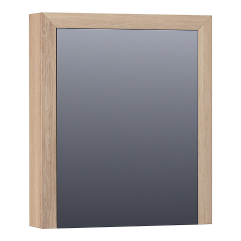Saniclass Massief eiken Spiegelkast - 60x70x15cm - 1 rechtsdraaiende spiegeldeur - Hout Smoked oak SW223478