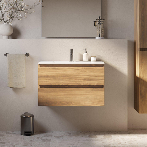 Brauer Core Series badkamermeubelset - 80x45x52cm - wastafel Frost - honey SW1601168