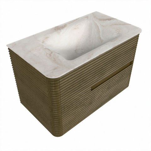 Mondiaz CIRO-DLUX Ensemble de meubles de salle de bains - 80x45x50cm - lavabo solid surface Frappe - 1 vasque au centre - 1 trou de robinet - 2 tiroirs - Dusk SW1532805