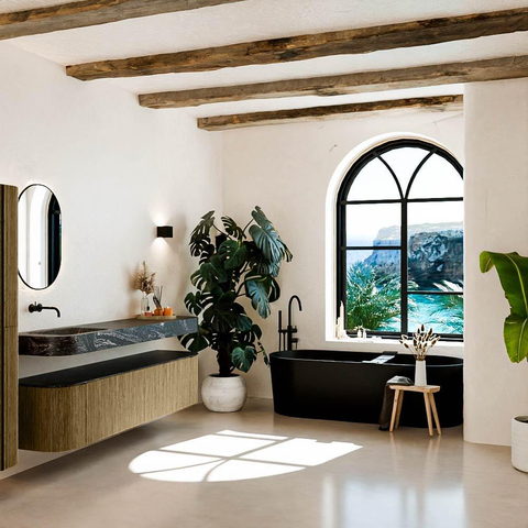 MONDIAZ THOR-DLUX 190cm meuble de salle de bains arrondi gauche + droite couleur Dusk avec 2 tiroirs et 2 portes. Vasque suspendue CLOUD gauche sans trou de robinet couleur Lava. SW1466464
