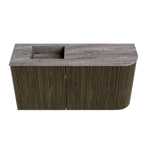Mondiaz JOYA-DLUX Meuble de salle de bains 81.6cm - arrondi droit couleur Shadow - Vasque FAYE position Gauche 1 trou de robinet couleur Oza SW1425060