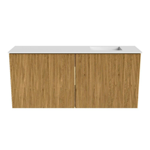 Mondiaz JOYA 90cm toiletmeubel - kleur Oak - Wastafel FAYE positie Rechts Zonder kraangat kleur Talc. SW1421112