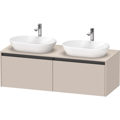 Duravit Ketho.2 Wastafelonderbouwkast - inclusief consoleplaat - met 2 laden - voor dubbele waskommen - 140x55x45.9cm - met handgrepen antraciet - taupe mat SW772300