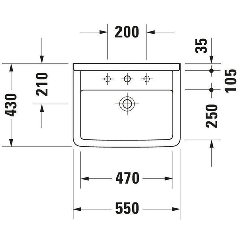 Duravit Starck 3 Philippe Starck - 3 wastafel - 55x43cm - wit 0312509