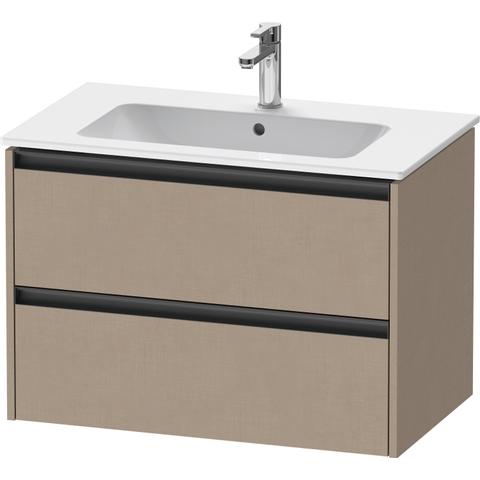 Duravit Ketho.2 Wastafelonderbouwkast - met 2 laden - 81x48x55cm - met grepen antraciet - linnen mat SW772118