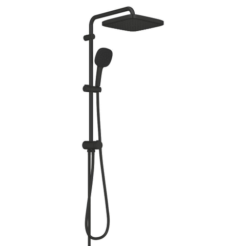 Grohe Tempesta 250 Cube Douchesysteem - zonder kraan - hoofddouche - 25cm - vierkante handdouche - 3 straalsoorten - met omstel - matte black (mat zwart) SW1077313