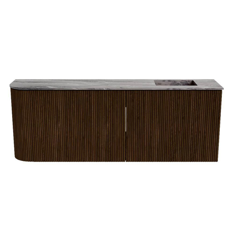 Mondiaz JOYA-DLUX Meuble de salle de bains 111.6cm - arrondi gauche couleur Walnut - Vasque FAYE position Droite Sans trou de robinet couleur Sombra. SW1424761