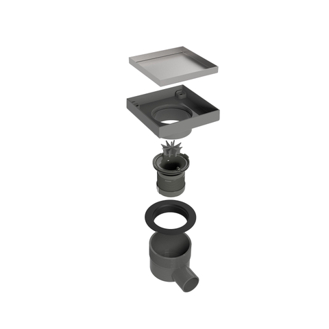 Easy Drain Aqua quattro vloerput abs 15x15cm horizontaal tegel 50mm rvs OUTLETSTORE STORE41290