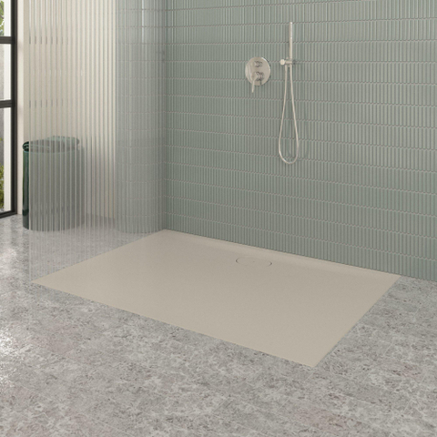 Villeroy & Boch Ecora douchebak - 140x100x3.5cm - afvoer lange zijde - almond (beige) SW1559000