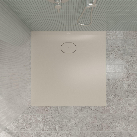 Villeroy & Boch Ecora douchebak - 90x90x3.5cm - afvoer korte zijde - almond (beige) SW1559018