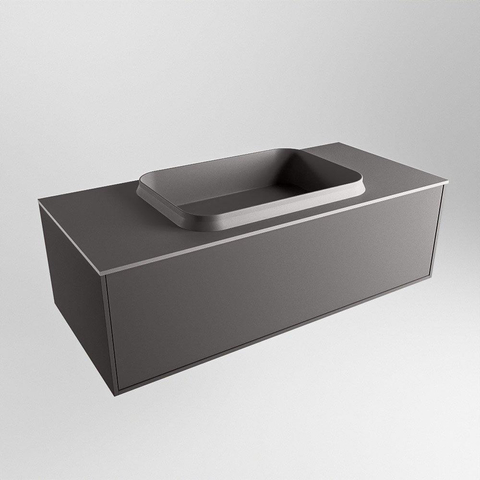 ENSEMBLE DE MEUBLE MONDIAZ ERIN - 100cm - Gris foncé - 1 tiroir - lavabo centré - 0 trous de robinet - Gris foncé SW697940