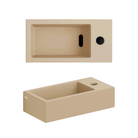 Clou Flush 3 fontein 36x18cm met kraangat rechts mat mosterd keram SW795724