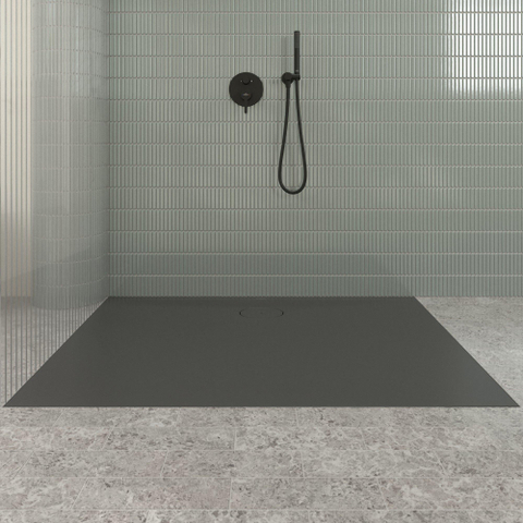 Villeroy & Boch Ecora douchebak - 140x100x3.5cm - afvoer lange zijde - anthracite (antraciet) SW1558951