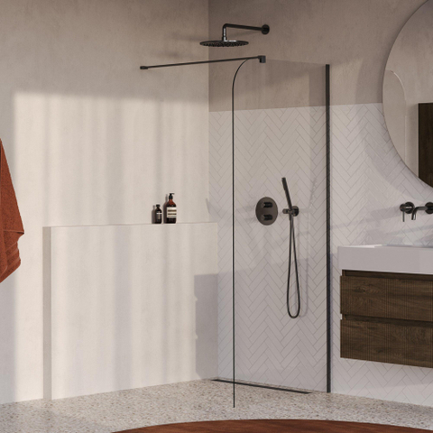 BRAUER Orion Paroi de douche à l'italienne - 100x200cm - verre transparent - traitement du verre - PVD - gunmetal brossé SW1476015
