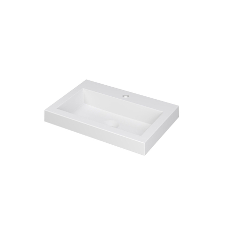 Ink dock lavabo 60x6x40cm 1 trou pour robinet évier polystone blanc mat SW352255