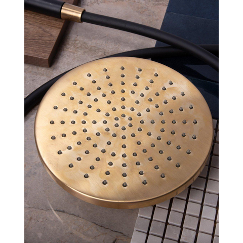 Hotbath Mate Hoofddouche 20cm rond - geborsteld messing goud SW108492