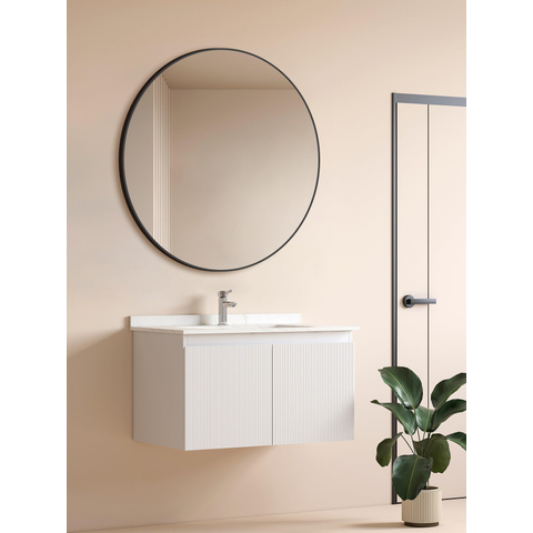 Saniclass Retro Line miroir – Ø 120 cm – Noir mat SW643427