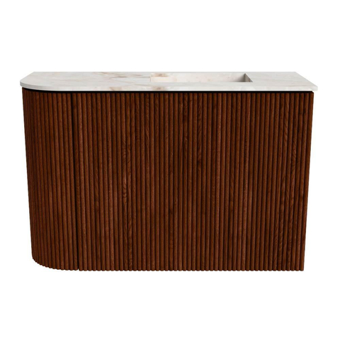 Mondiaz JOYA-DLUX Meuble de toilette 61,6cm - arrondi gauche couleur Ruby - Vasque FAYE position Droite Sans trou de robinet couleur Frappe SW1423488