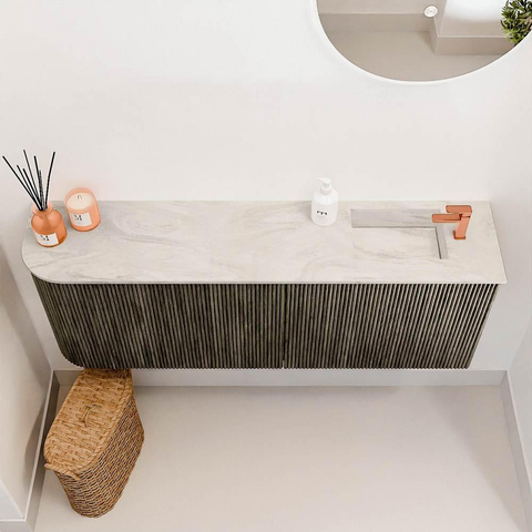 Mondiaz JOYA-DLUX 111.6cm toiletmeubel - ronding links kleur Shadow - Wastafel FAYE positie Rechts 1 kraangat kleur Ostra. SW1423012