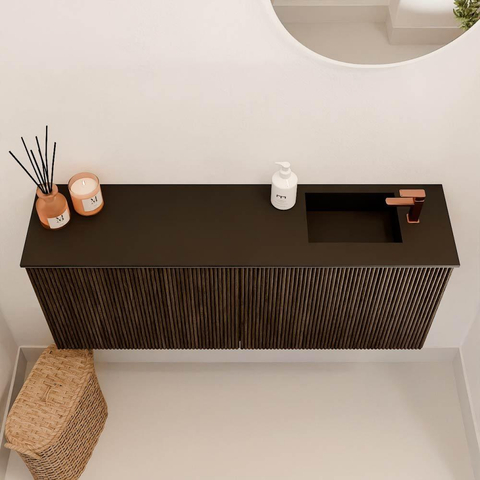 Mondiaz JOYA 100cm meuble de salle de bains WC - couleur Walnut - Vasque FAYE position Droite 1 trou de robinet couleur Urban. SW1421335