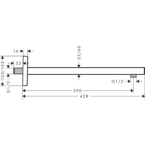Hansgrohe Douche-arm Square - 38 - 9 cm - geborsteld brons SW528979
