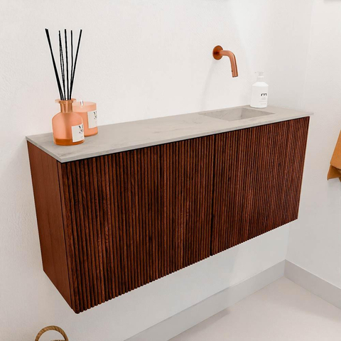 Mondiaz JOYA-DLUX 90cm toiletmeubel - kleur Ruby - Wastafel FAYE positie Rechts Zonder kraangat kleur Opalo. SW1423707