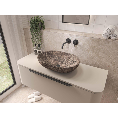 INK Concept R Wastafelonderkast - 80x45x35cm - 1 lade - opliggende grepen - afgeronde hoeken - MDF lak - mat creme cotton SW1405818