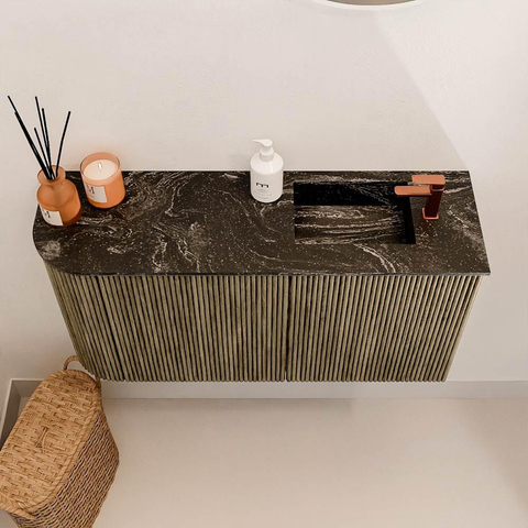 Mondiaz JOYA-DLUX 81.6cm toiletmeubel - ronding links kleur Dusk - Wastafel FAYE positie Rechts 1 kraangat kleur Lava. SW1423246