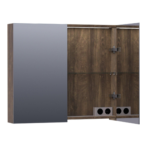 BRAUER Impress Deluxe armoire de toilette – 80 x 70 x 15 cm – LED directe – Grove (noyer) SW371751