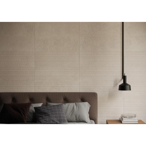 Terravito Calvero wandtegel - 30x90cm - 7.0mm - Rechthoek - gerectificeerd - Betonlook - mat gebroken wit - Cream SW1077678