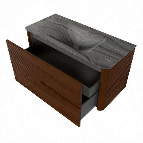 Mondiaz CIRO-DLUX Ensemble de meubles de salle de bains - 100x45x50cm - lavabo solid surface Sombra - 1 bassin au milieu - 1 trou de robinet - 2 tiroirs - Ruby SW1531938