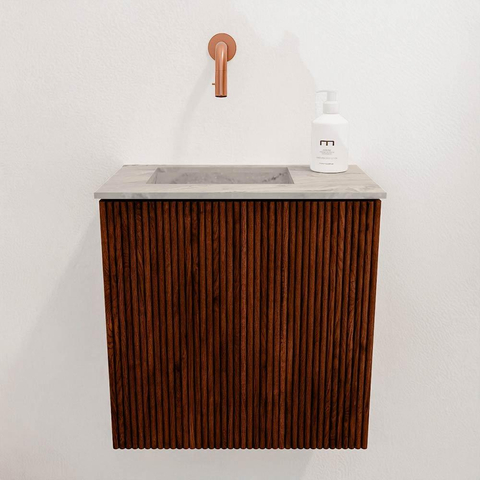 Mondiaz JOYA-DLUX Meuble de salle de bains 40cm - couleur Ruby - Vasque FAYE position Gauche Sans trou de robinet couleur Glace. SW1423514